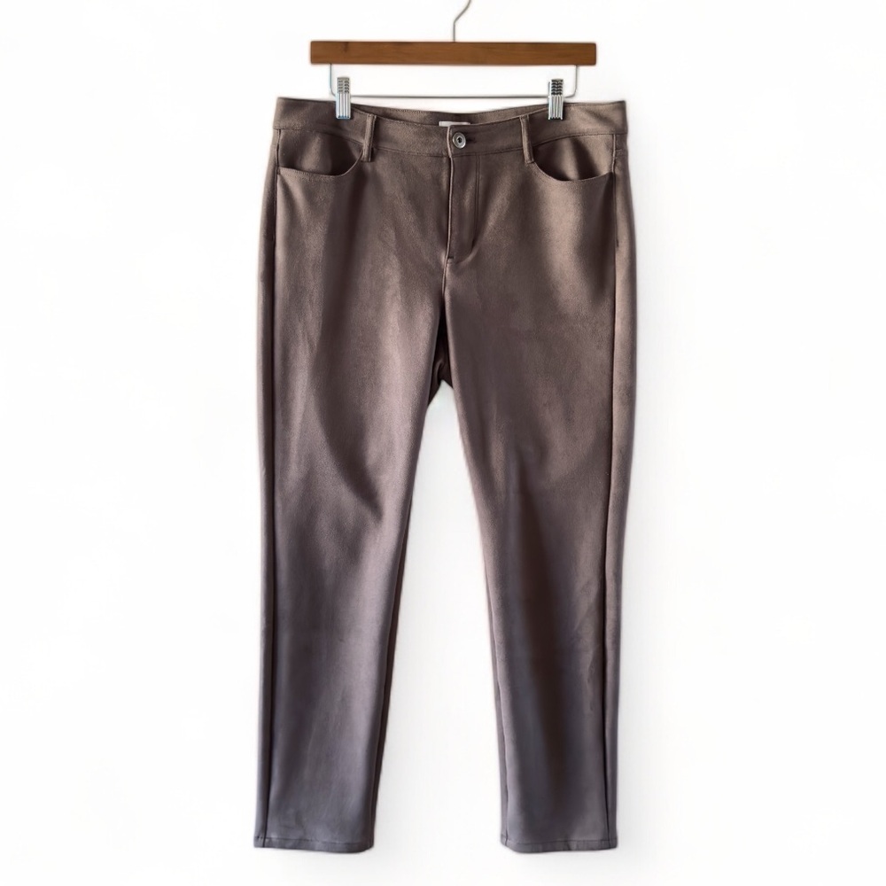 J. Jill Women’s Taylor Luxe Faux Suede Pants Mocha sz 12 Fall Comfort Work Wear